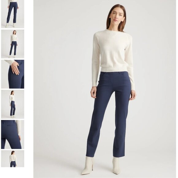 👖 Quince Ultra-Stretch Ponte Straight-Leg 4-Pocket Pants – Navy, Size M Petite - Picture 2 of 9